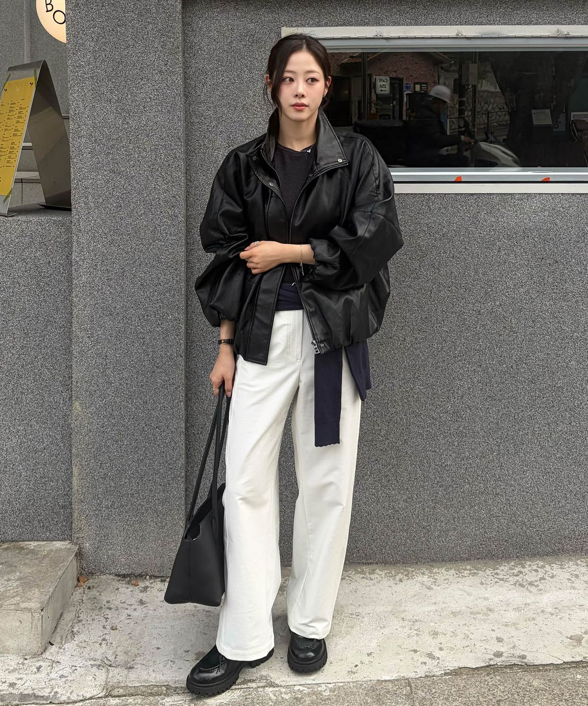 셀렙샵에디션(CELEBSHOP EDITION) 26FW FAUX 레더 하이넥 점퍼 (여)