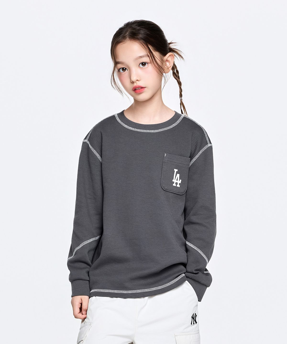 엠엘비 키즈(MLB KIDS) 스트릿 아트웍 와플지 티셔츠 LA (D.Grey)