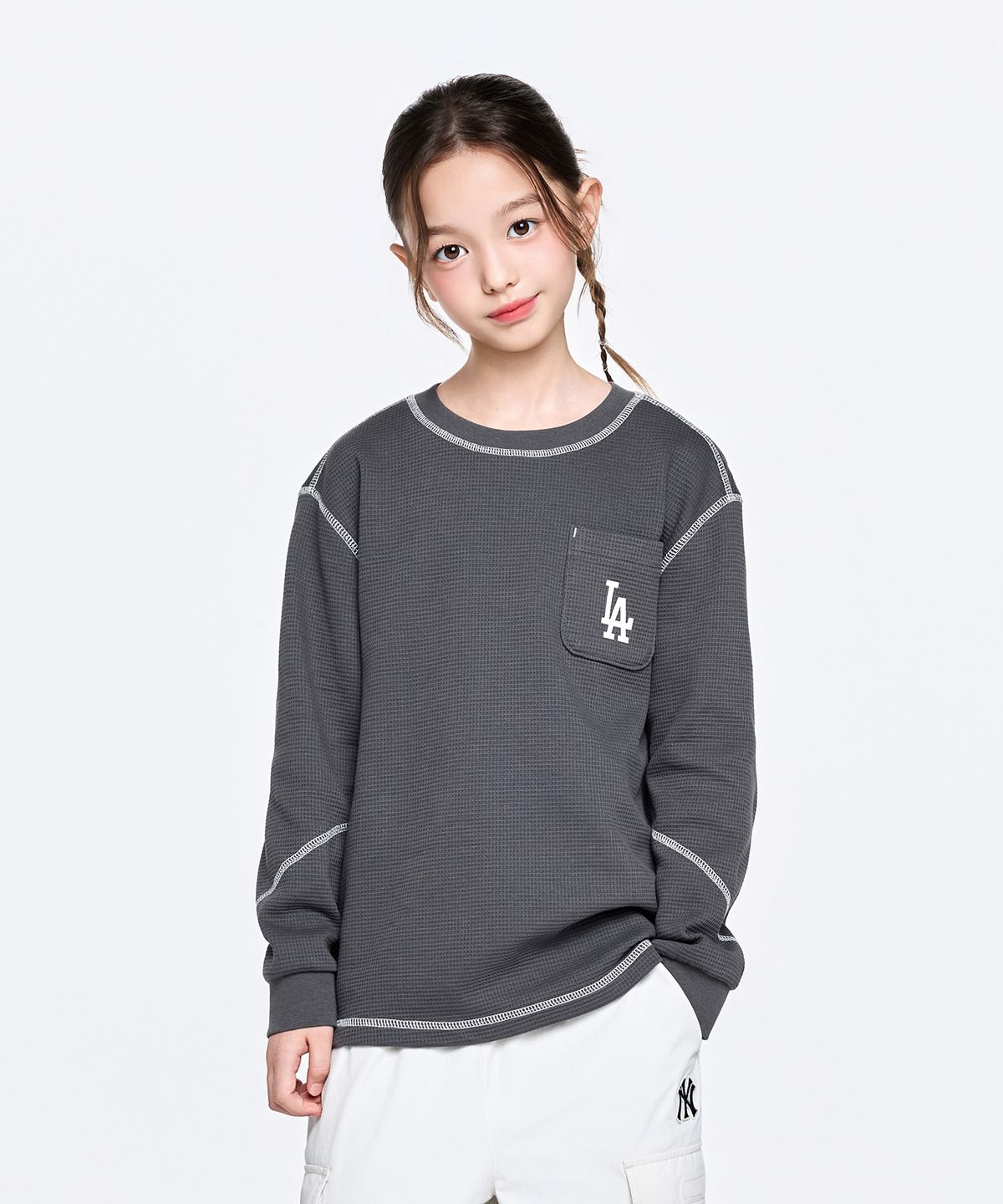 엠엘비 키즈(MLB KIDS) 스트릿 아트웍 와플지 티셔츠 LA (D.Grey)