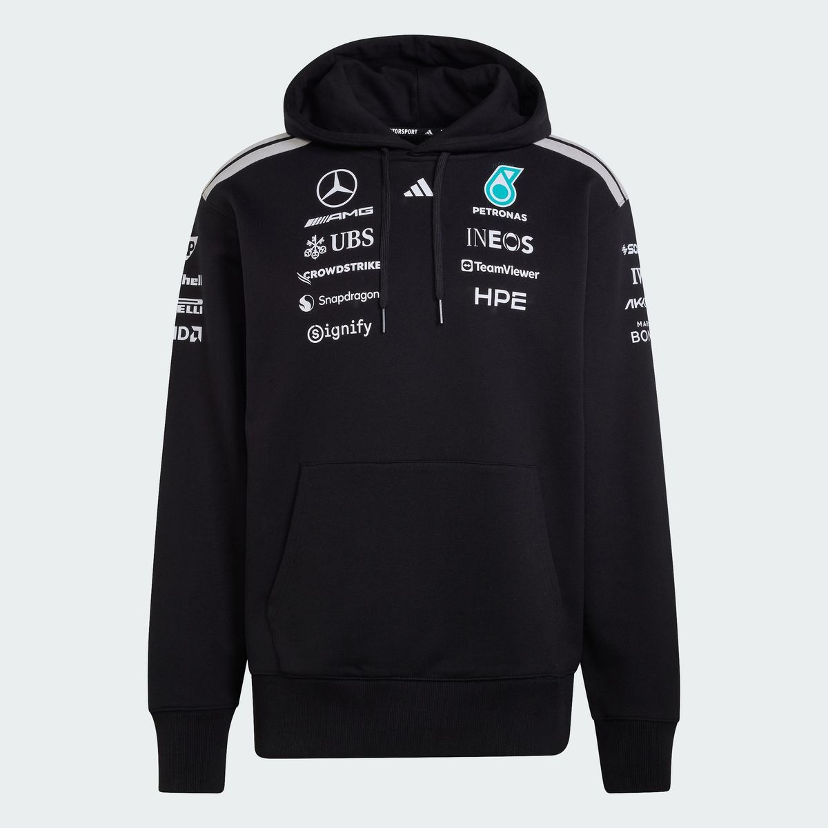 아디다스(ADIDAS) 메르세데스 AMG F1 팀 드라이버 후드 스웨트셔츠 - 블랙 / KF0166
