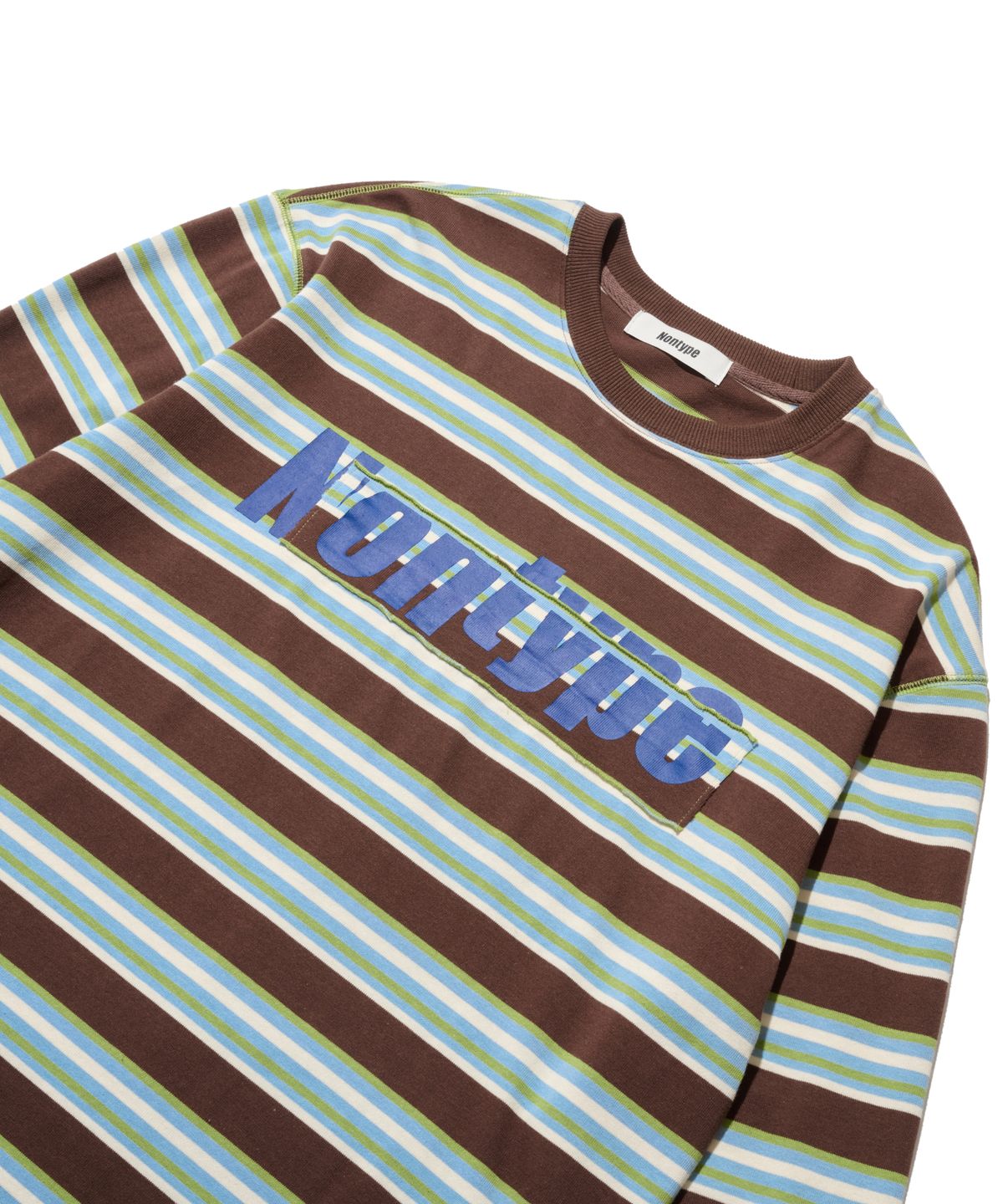 논타입(NONTYPE) MISFIT PATCH STRIPE LONG SLEEVE TEE (BROWN)