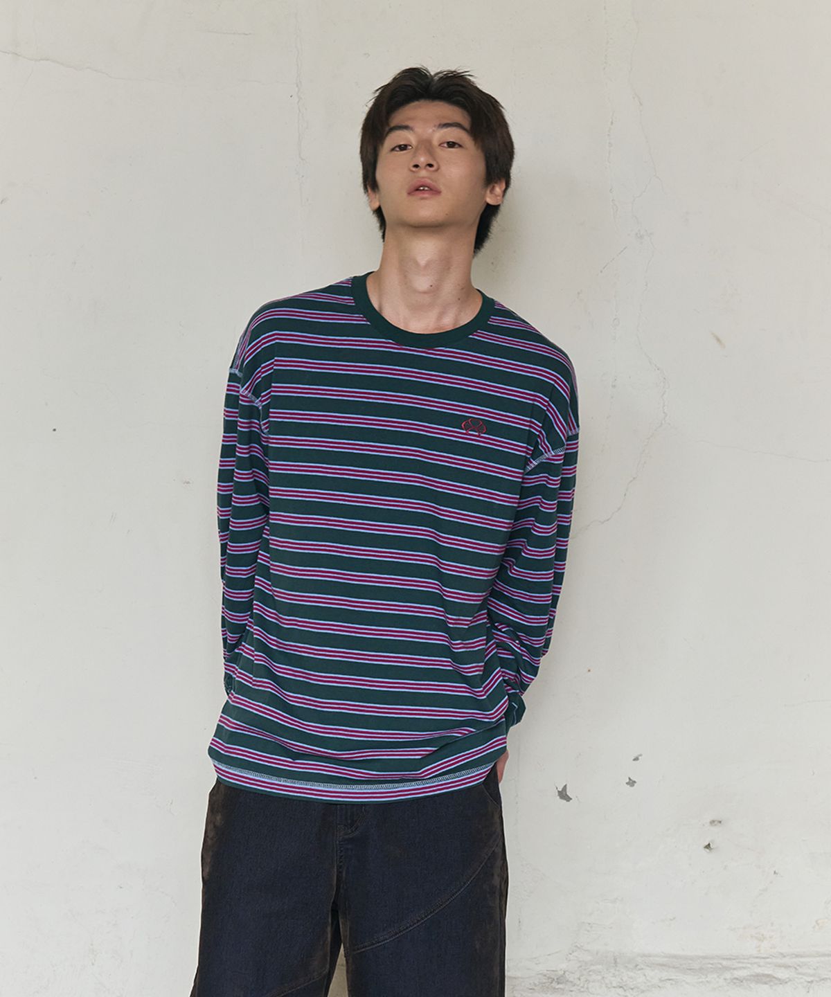 논타입(NONTYPE) MULTI STRIPE LONG SLEEVE (RED)