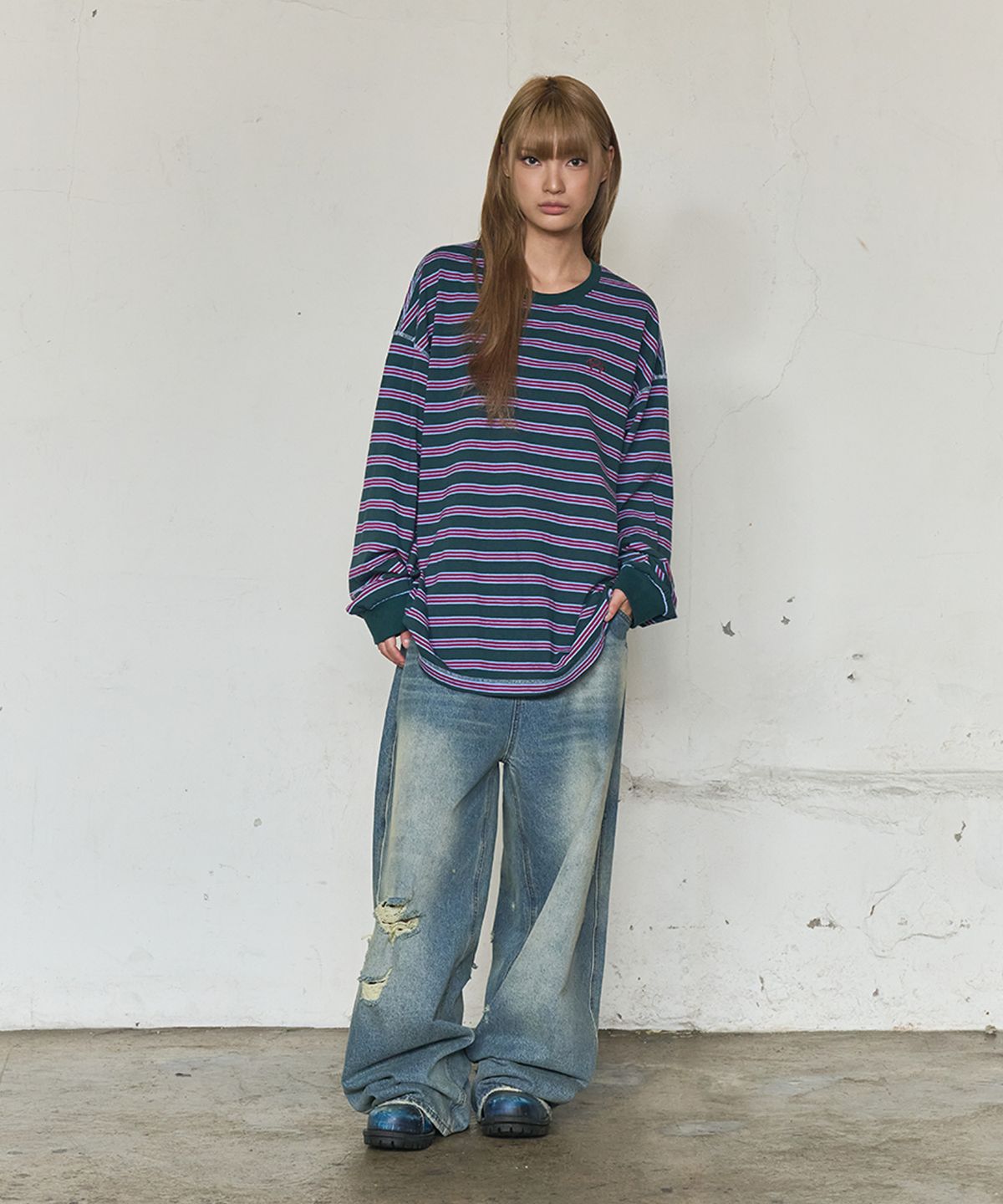논타입(NONTYPE) MULTI STRIPE LONG SLEEVE (RED)