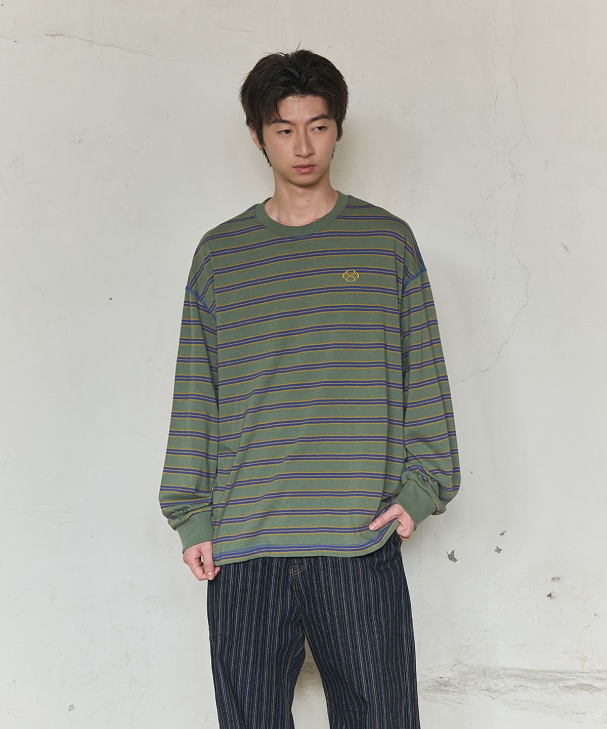 논타입(NONTYPE) MULTI STRIPE LONG SLEEVE (KHAKI)