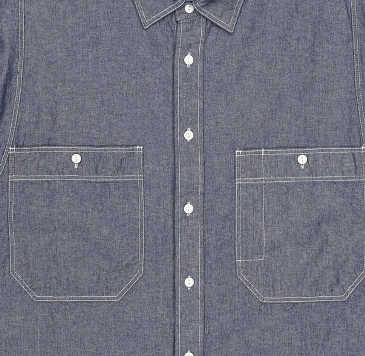 프리즘웍스(FRIZMWORKS) CHAMBRAY BIG POCKET HALF SHIRT _ INDIGO XL