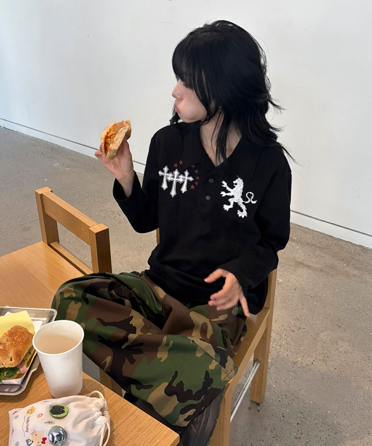 스켈리웩(SCALLYWAG) 라이온 폴로 롱 슬리브[블랙]