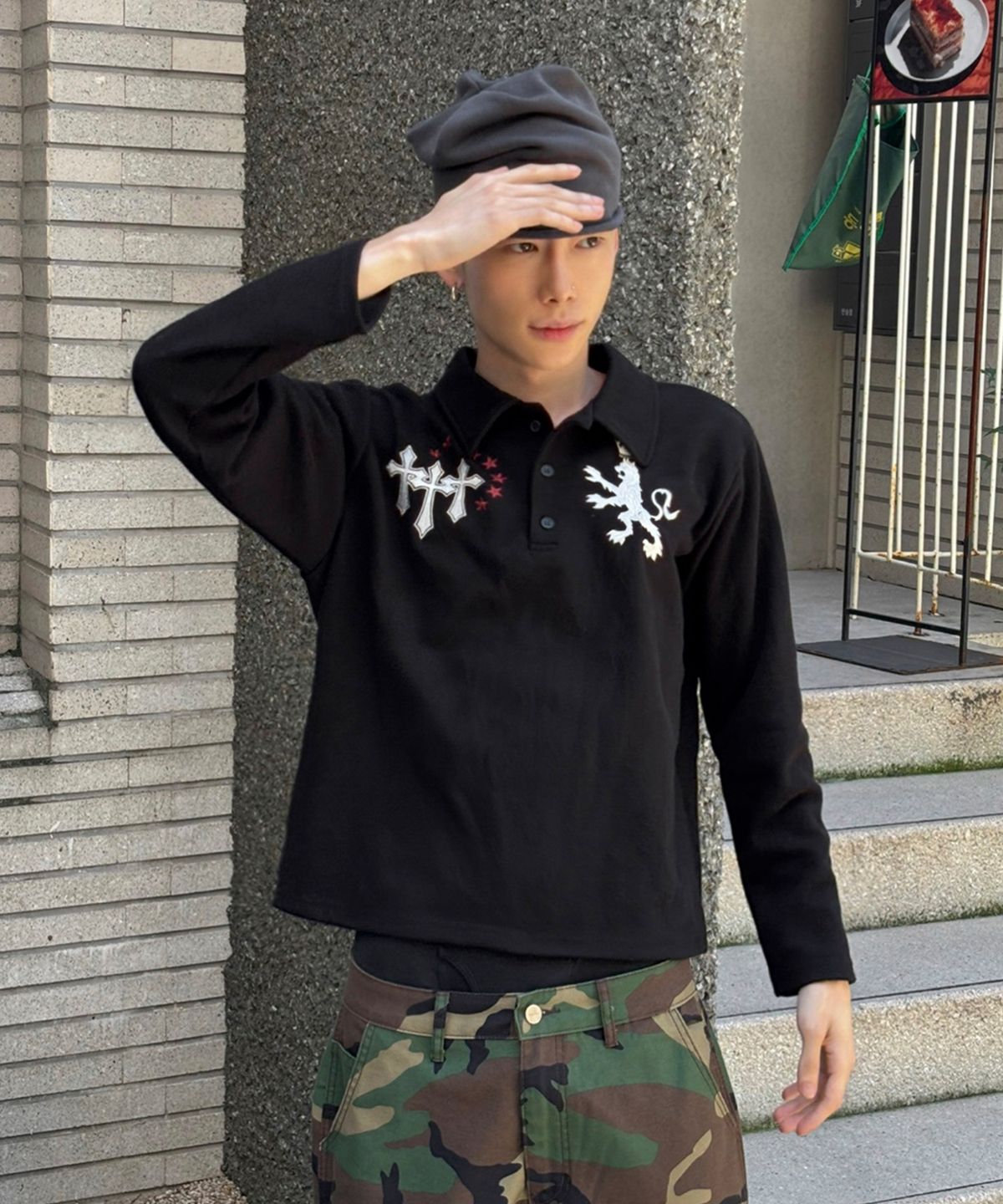 스켈리웩(SCALLYWAG) 라이온 폴로 롱 슬리브[블랙]