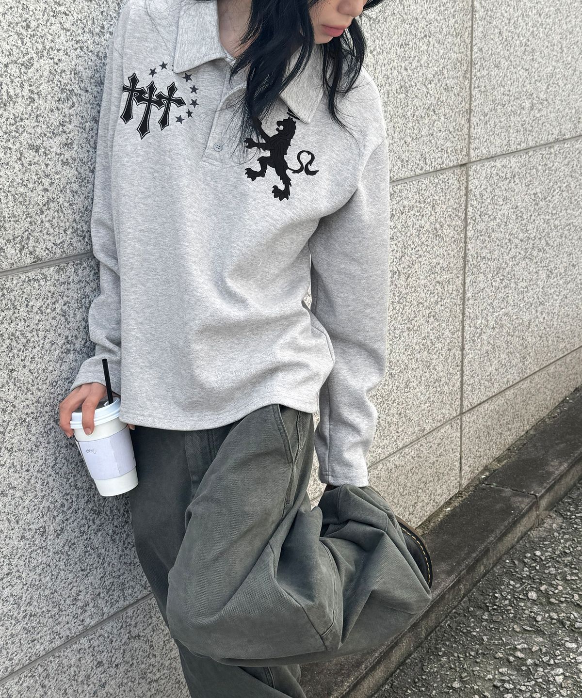 스켈리웩(SCALLYWAG) 라이온 폴로 롱 슬리브[그레이]