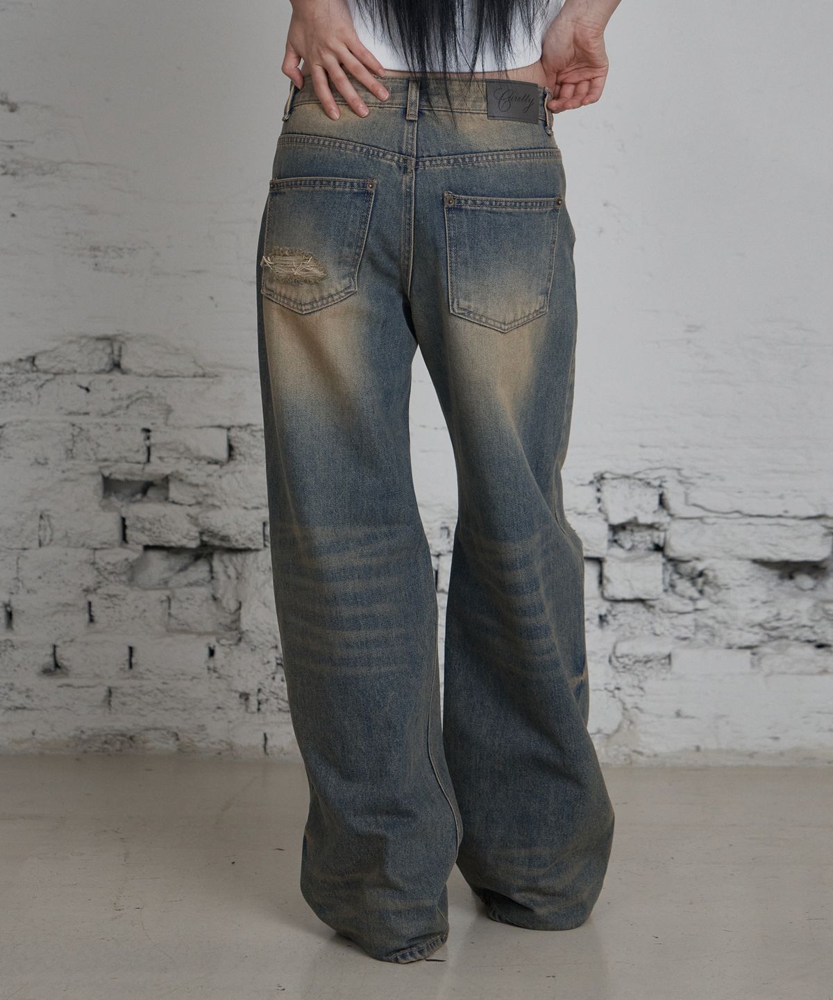 큐리티(CURETTY) C VINTAGE DESTROYED WIDE DENIM PANTS_VINTAGE