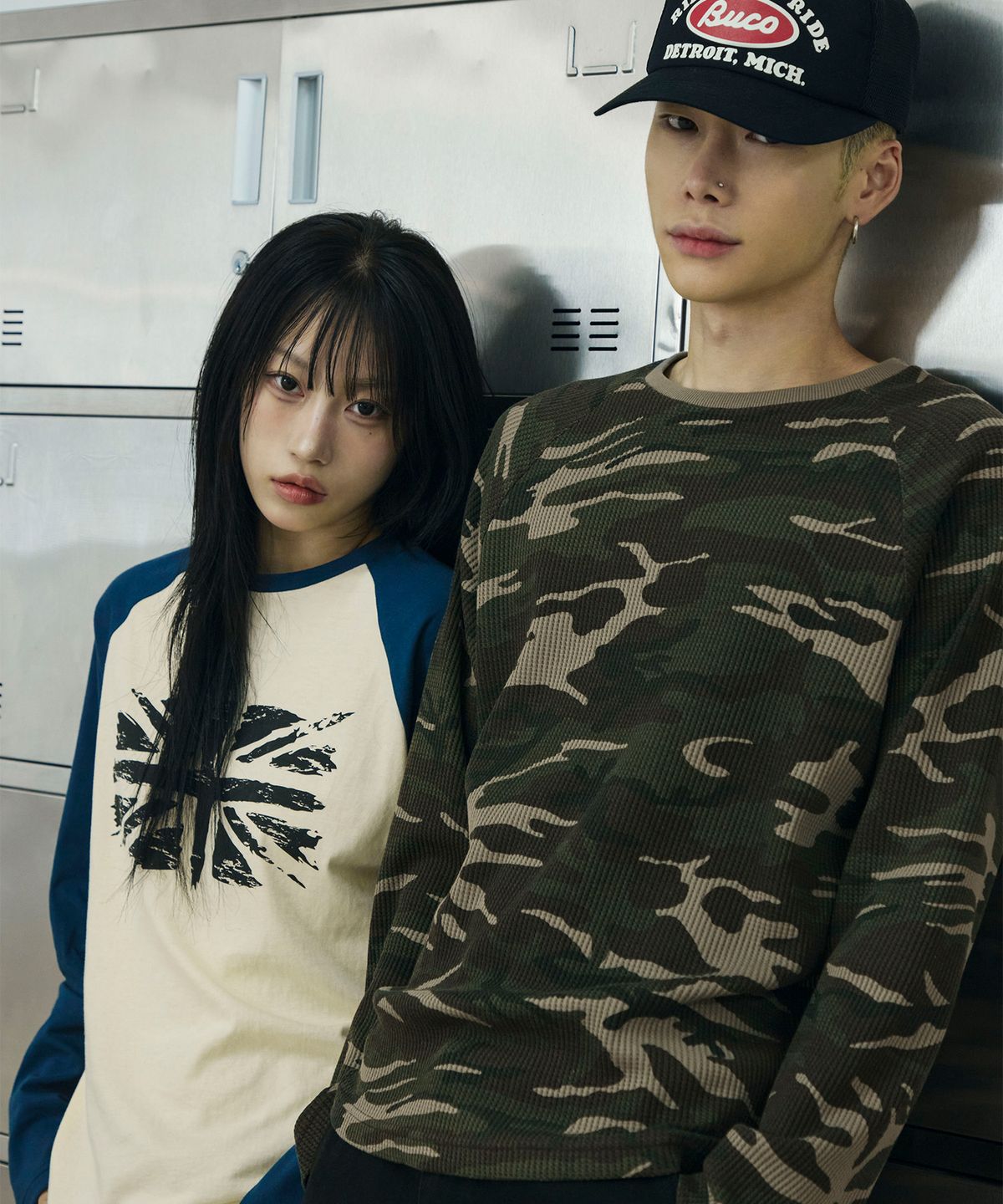 스켈리웩(SCALLYWAG) 카모 래글런 롱 슬리브[그린]