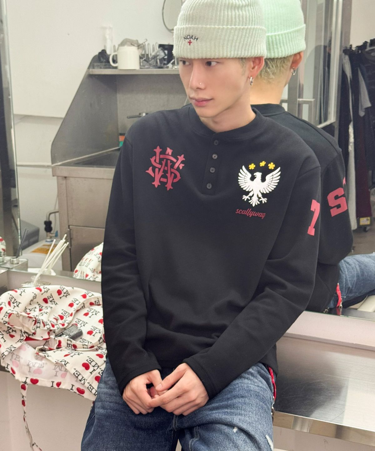 스켈리웩(SCALLYWAG) 팔콘 헨리넥 롱 슬리브[블랙]
