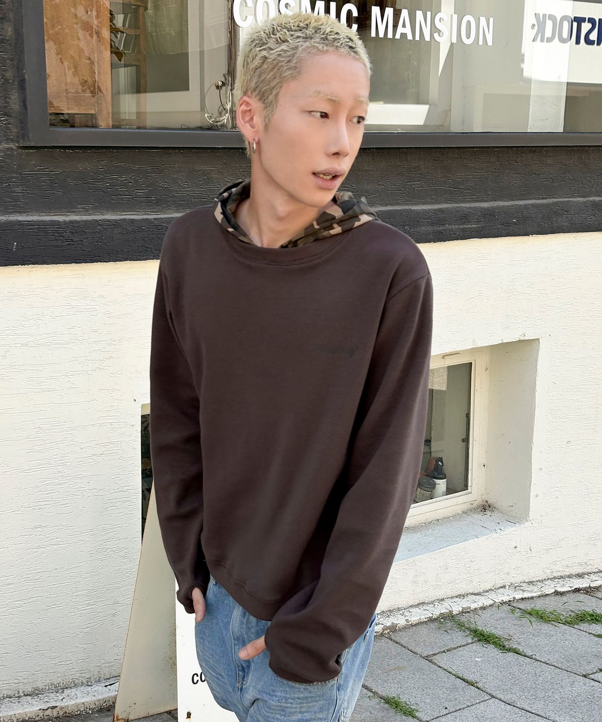 스켈리웩(SCALLYWAG) 후드 레이어드 롱 슬리브[브라운]