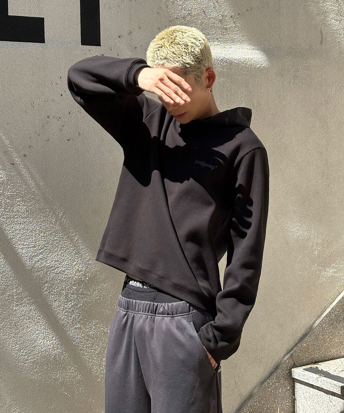 스켈리웩(SCALLYWAG) 후드 레이어드 롱 슬리브[블랙]