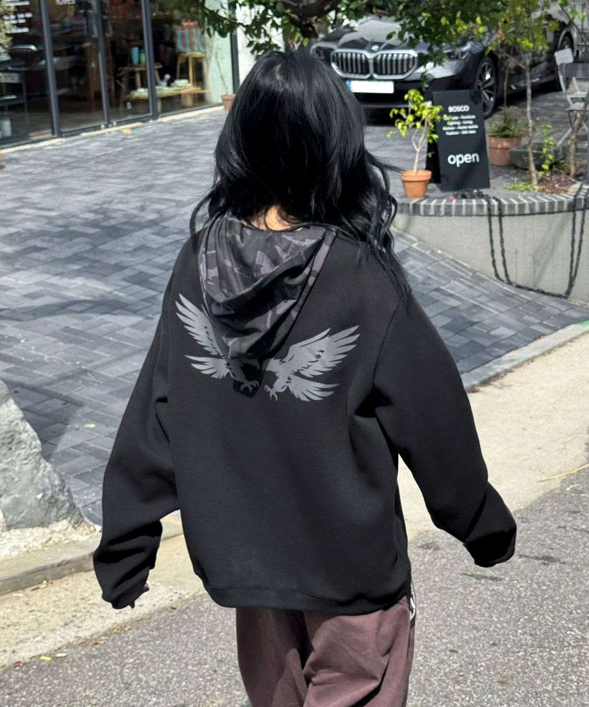 스켈리웩(SCALLYWAG) 후드 레이어드 롱 슬리브[블랙]