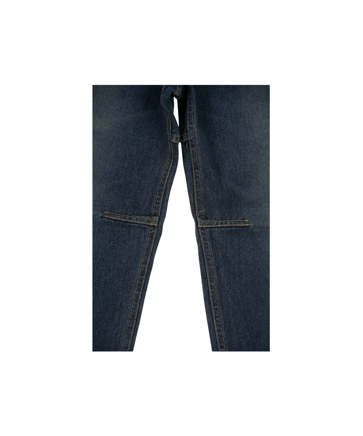 이알티알(ERTR) Leather Cross Patch Denim Pants Dark Blue