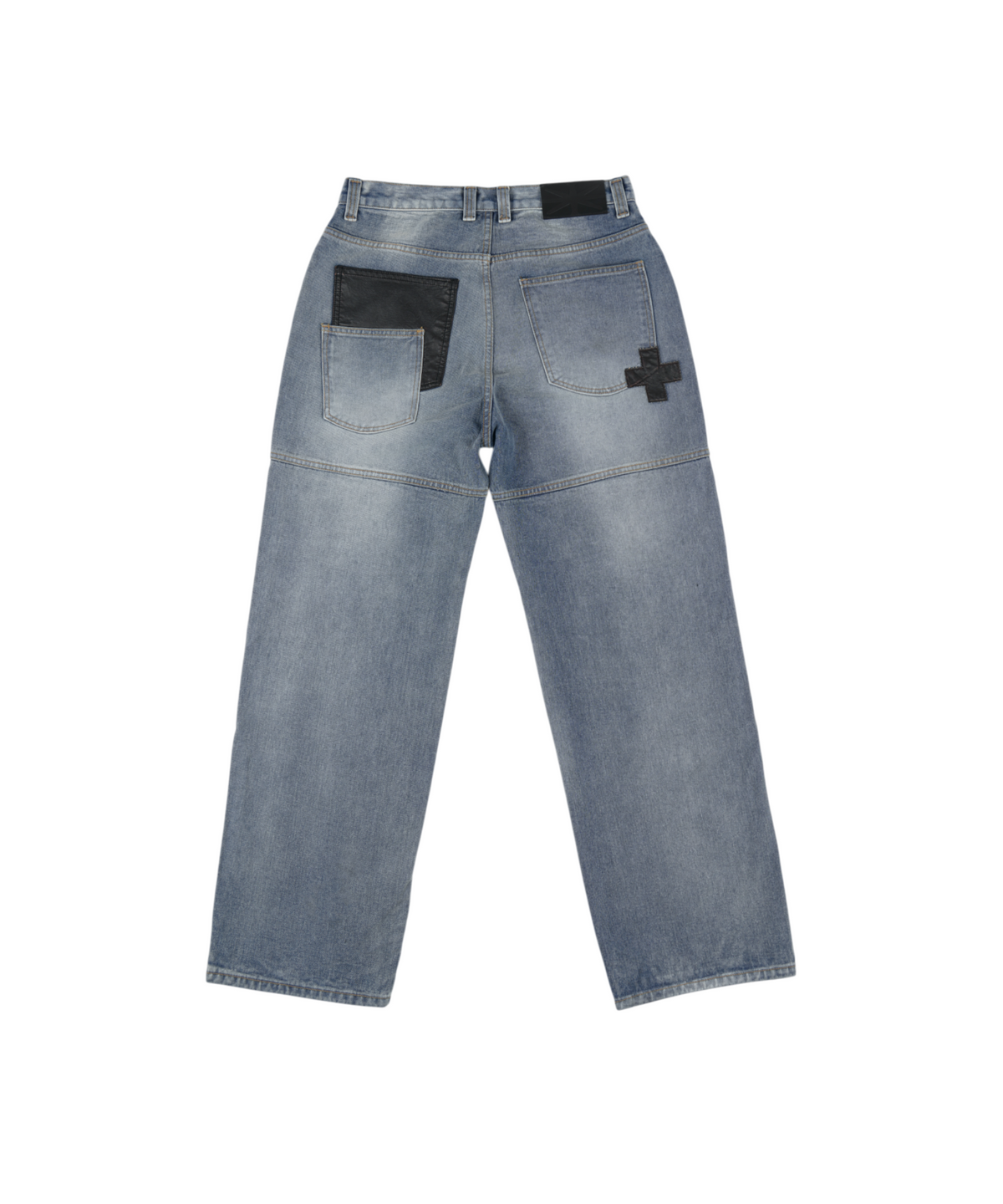 이알티알(ERTR) Leather Cross Patch Denim Pants Blue