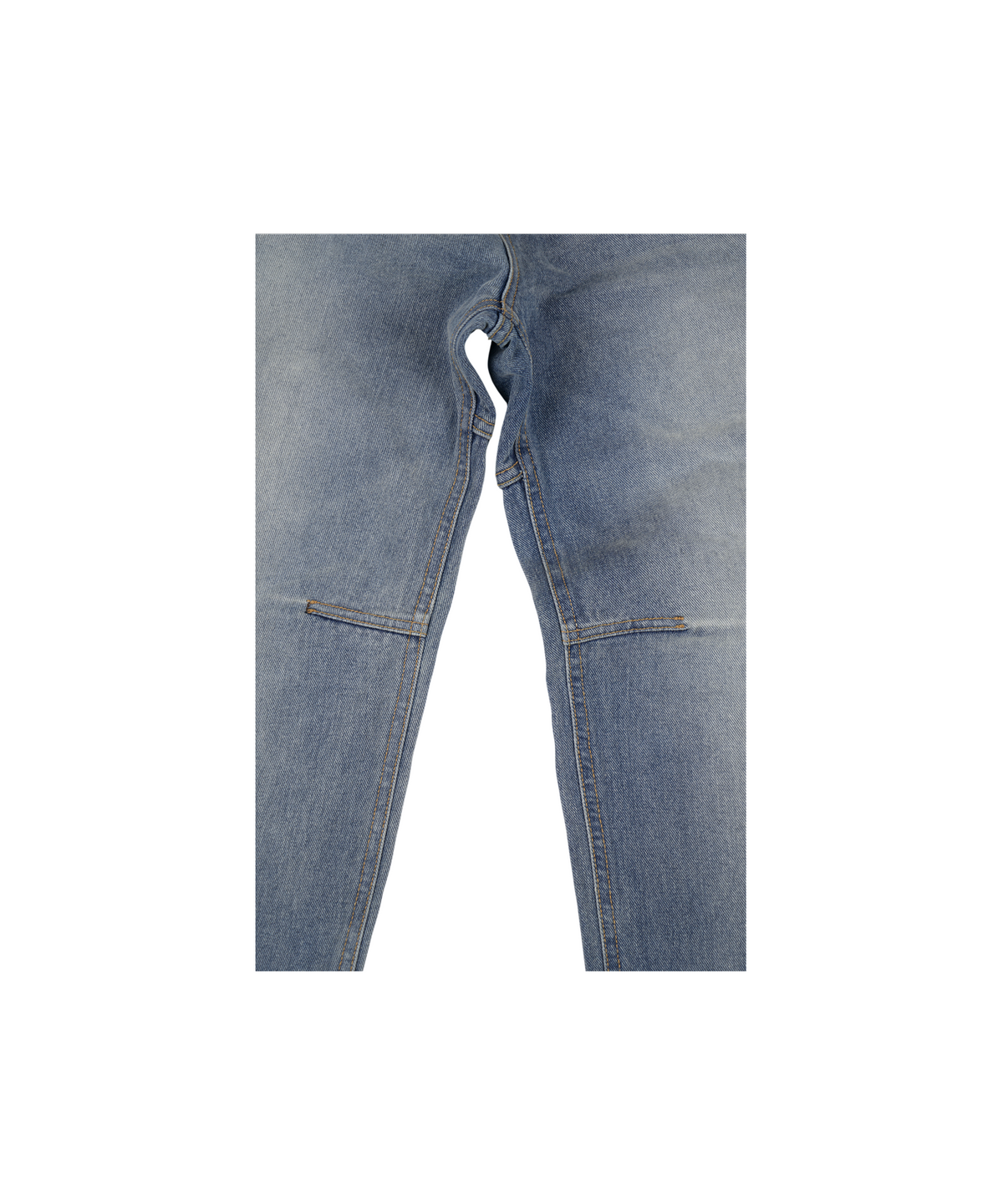 이알티알(ERTR) Leather Cross Patch Denim Pants Blue