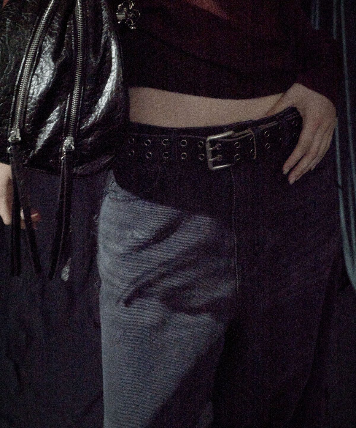 엘씨디씨티엠(LCDC™) VINTAGE DOUBLE EYELET LEATHER BELT (BLACK)