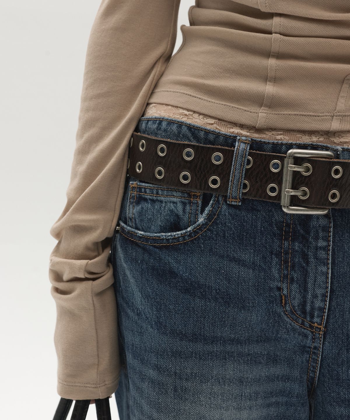 엘씨디씨티엠(LCDC™) VINTAGE DOUBLE EYELET LEATHER BELT (BROWN)