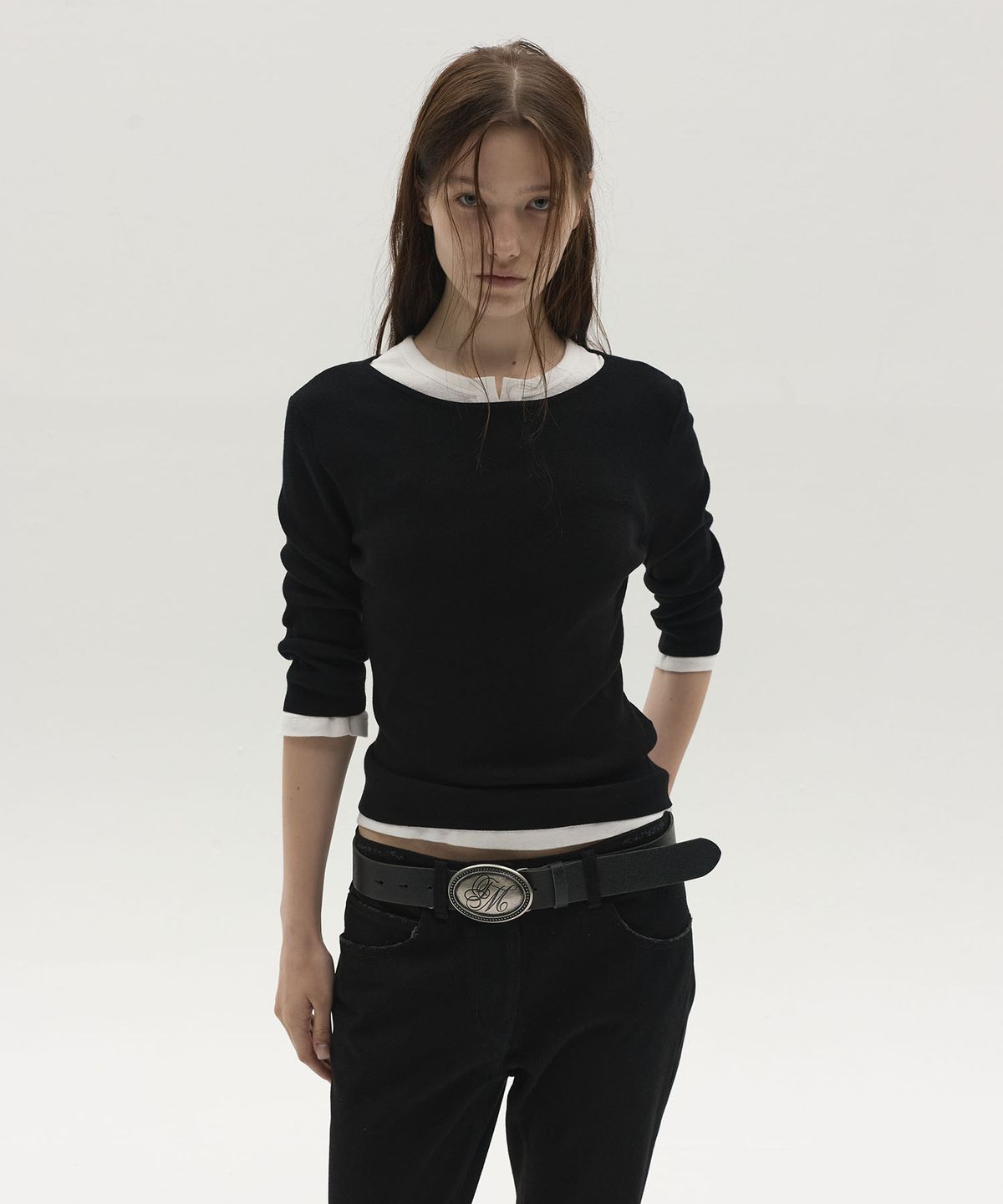 엘씨디씨티엠(LCDC™) OVAL LOGO BUCKLE LEATHER BELT (BLACK)