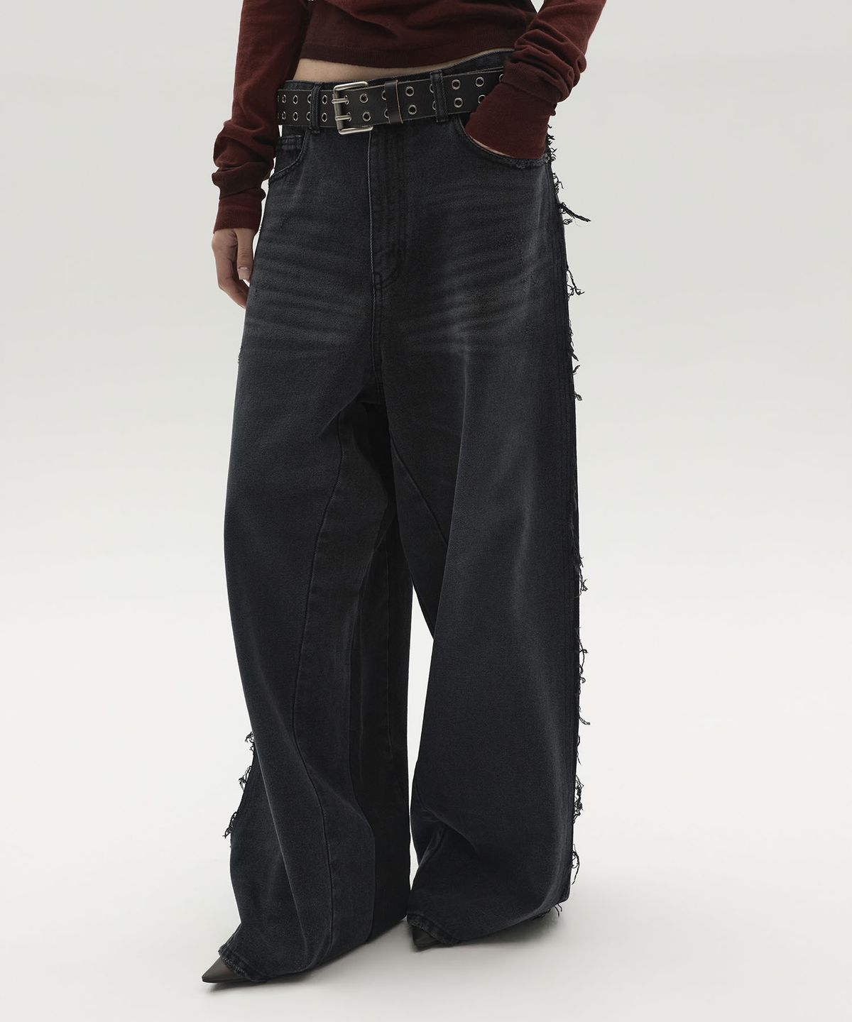 엘씨디씨티엠(LCDC™) FRAYED SIDES WIDE DENIM (GREY)