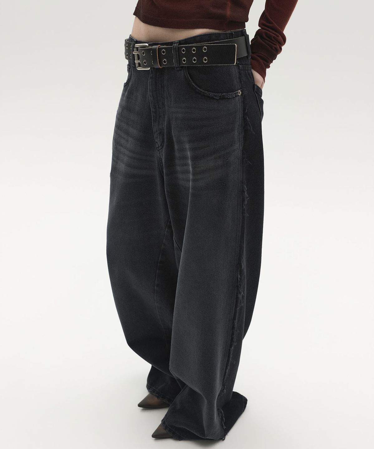 엘씨디씨티엠(LCDC™) FRAYED SIDES WIDE DENIM (GREY)