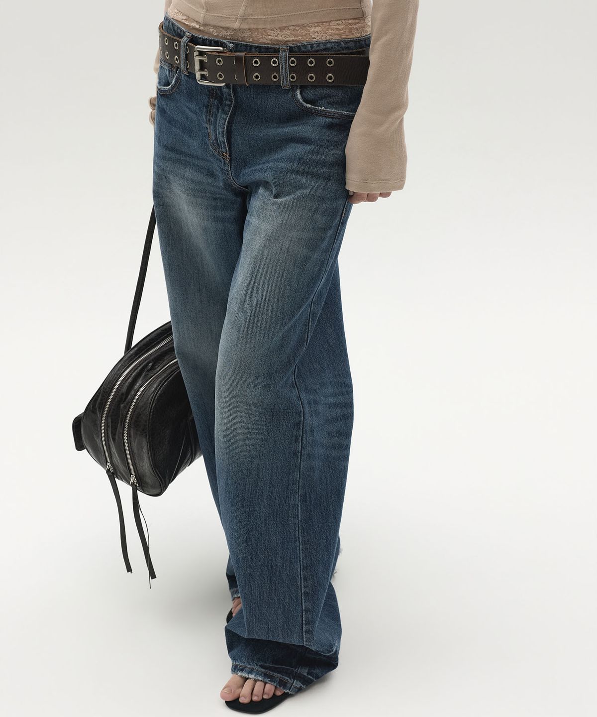 엘씨디씨티엠(LCDC™) BLUE WIDE-LEG WASHED DENIM (DARK BLUE)