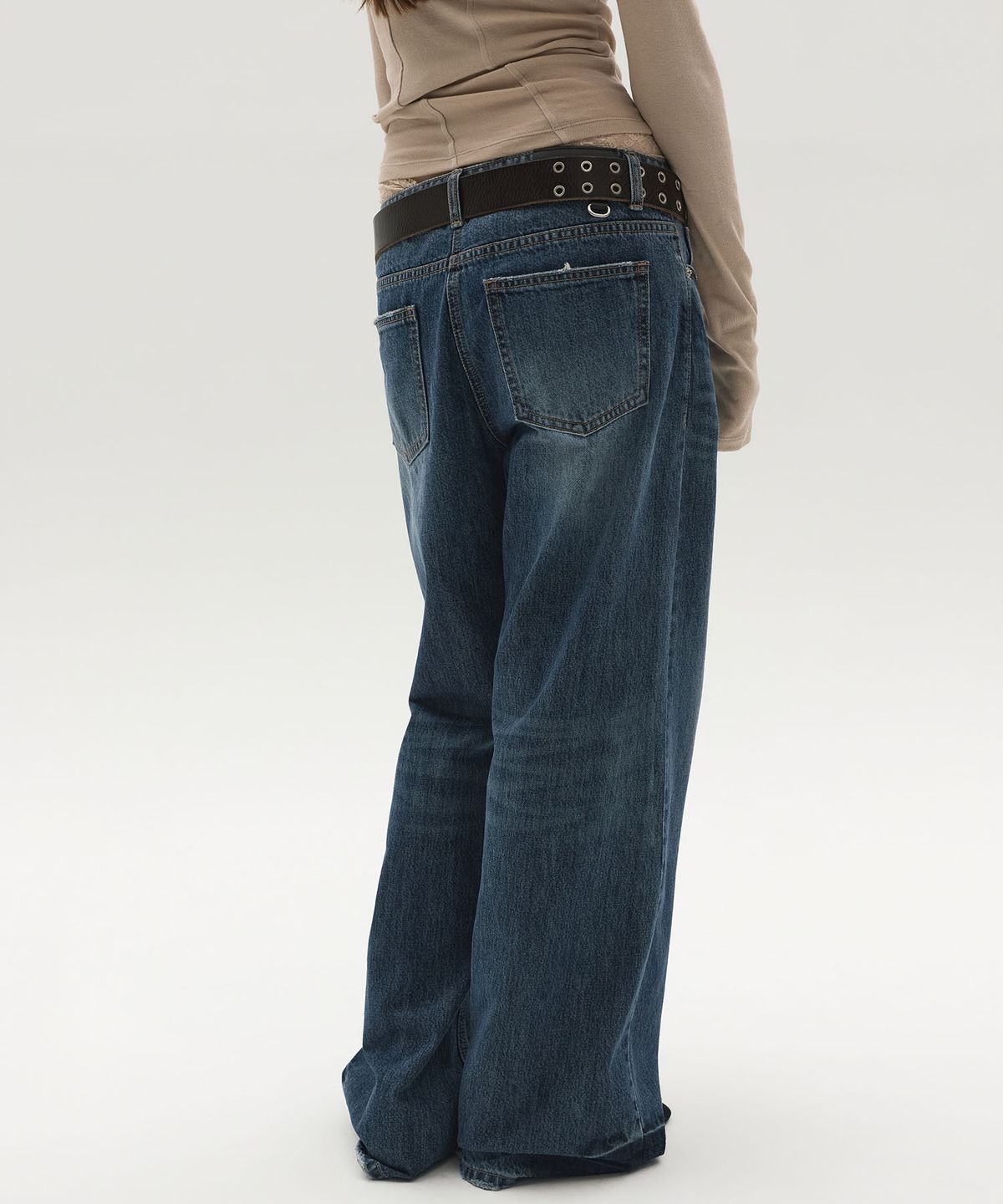 엘씨디씨티엠(LCDC™) BLUE WIDE-LEG WASHED DENIM (DARK BLUE)