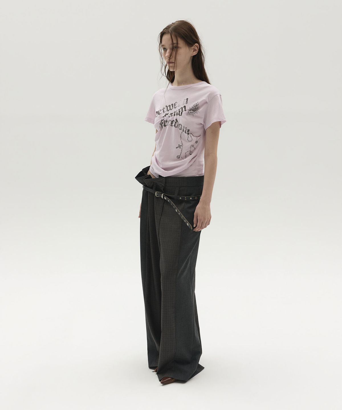 엘씨디씨티엠(LCDC™) MIXED-CHECK TAILORED TROUSERS (BROWN)