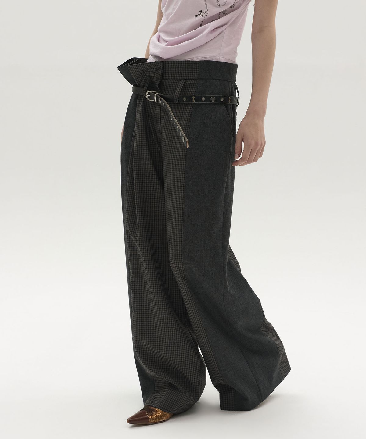 엘씨디씨티엠(LCDC™) MIXED-CHECK TAILORED TROUSERS (BROWN)
