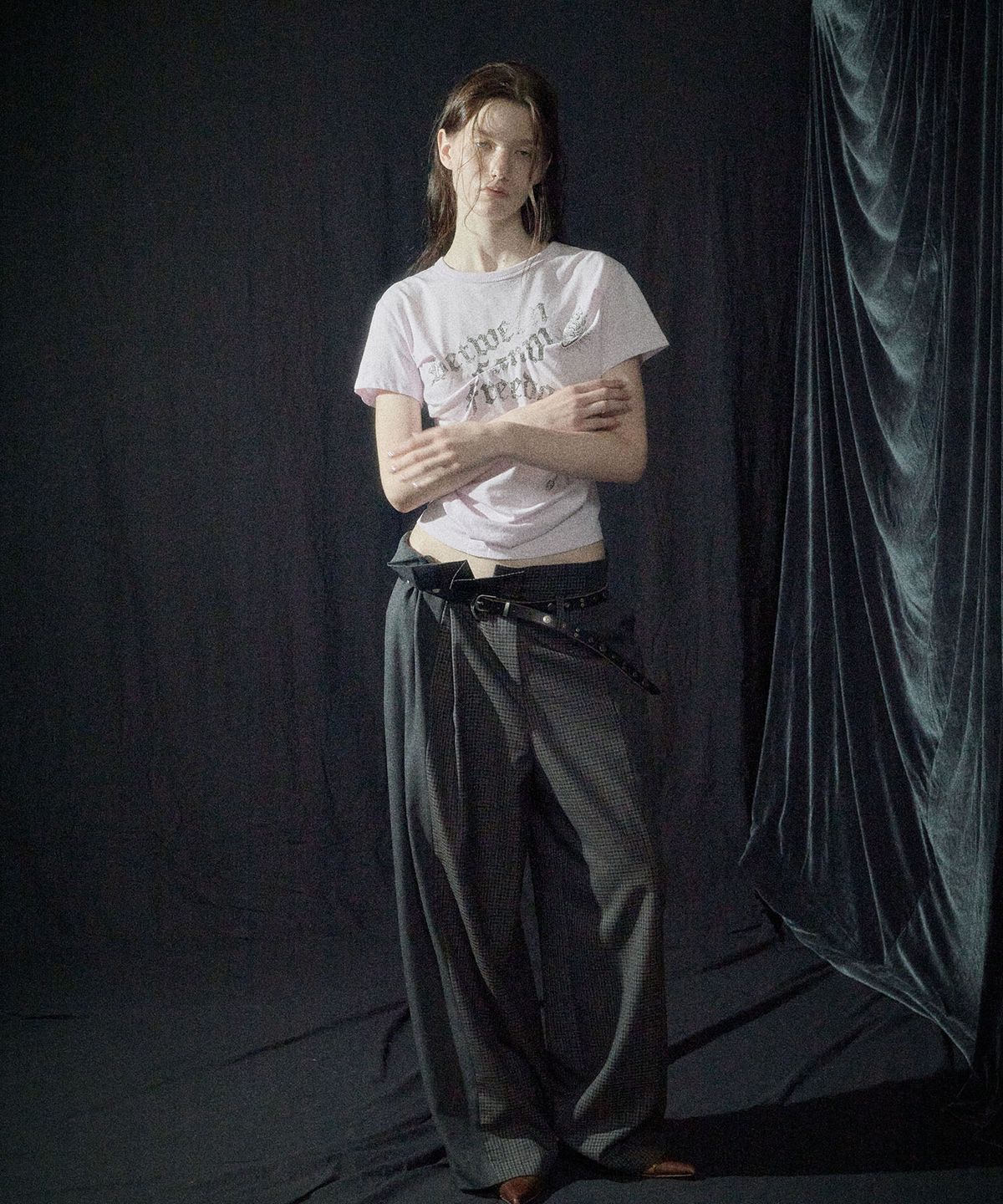 엘씨디씨티엠(LCDC™) MIXED-CHECK TAILORED TROUSERS (BROWN)