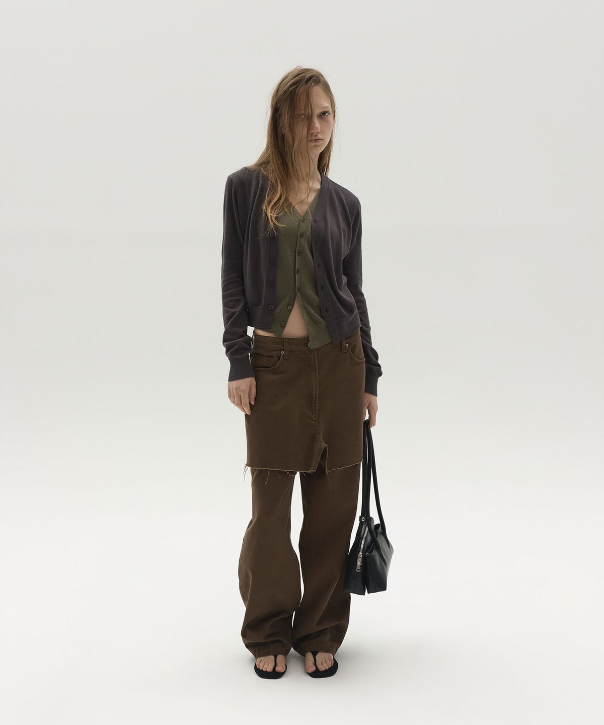 엘씨디씨티엠(LCDC™) FRAYED PANEL WIDE PANTS (BROWN)