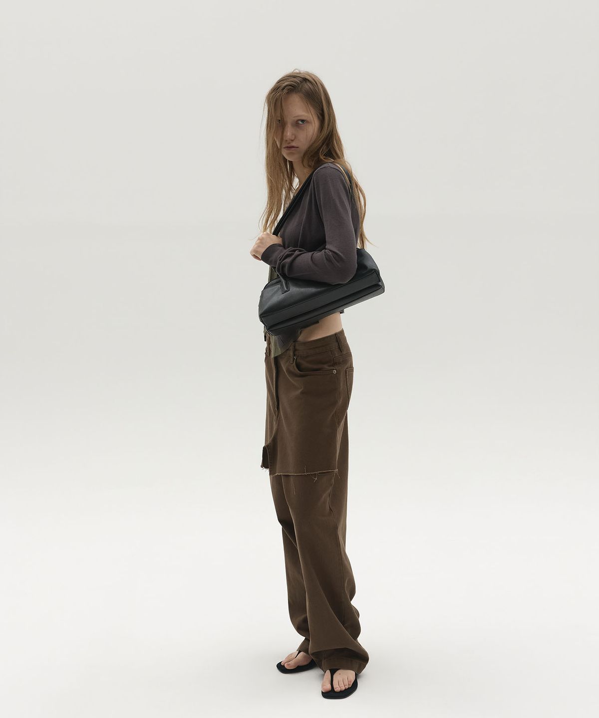 엘씨디씨티엠(LCDC™) FRAYED PANEL WIDE PANTS (BROWN)