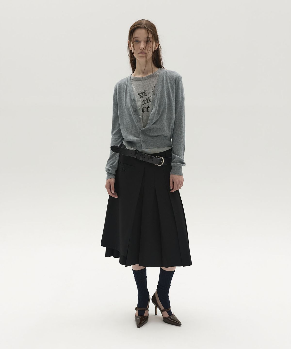 엘씨디씨티엠(LCDC™) LAYERED PLEATED MIDI SKIRT (BLACK)