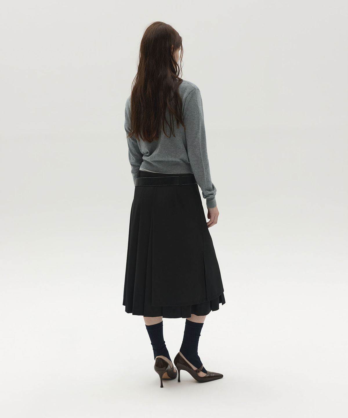 엘씨디씨티엠(LCDC™) LAYERED PLEATED MIDI SKIRT (BLACK)