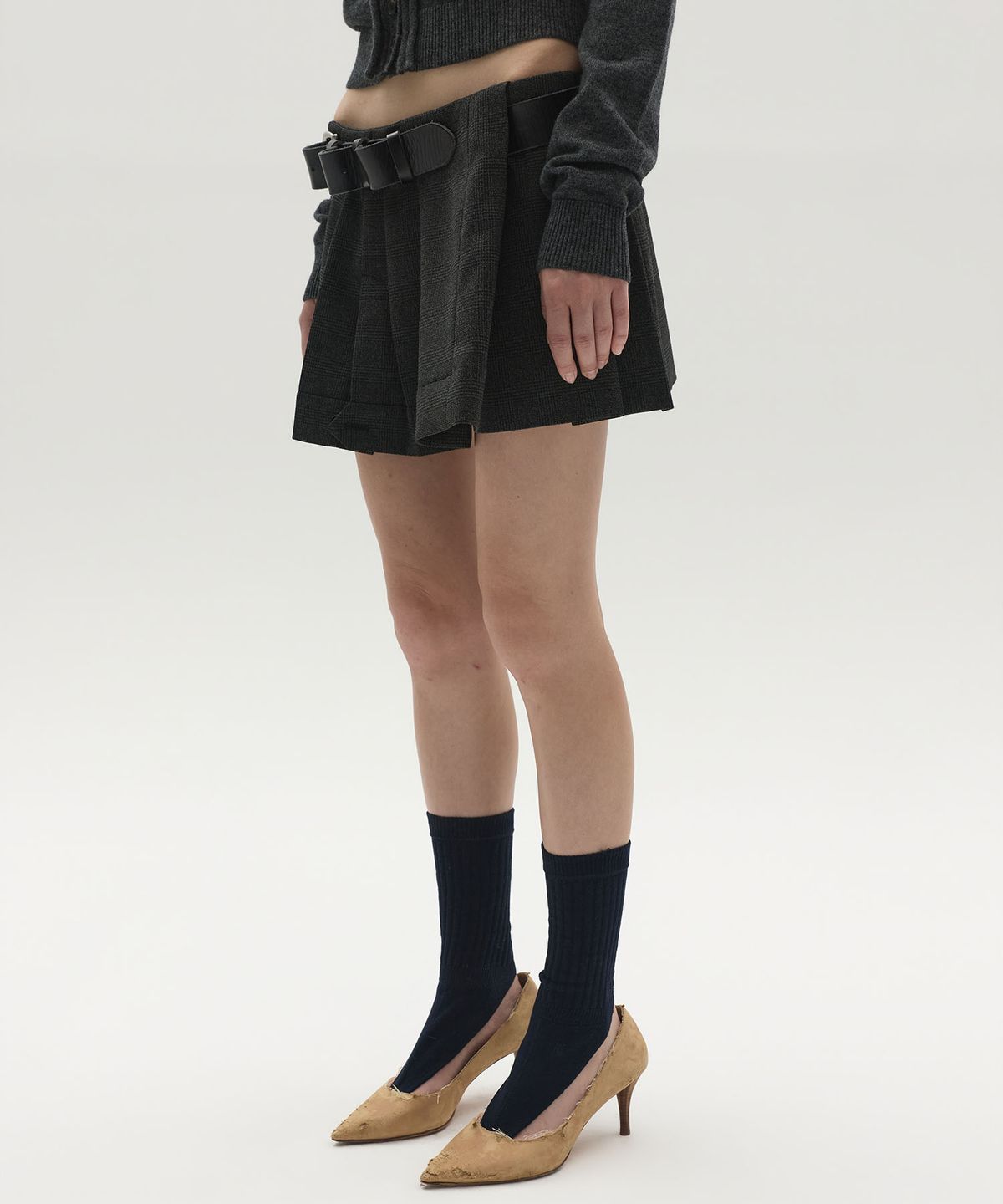 엘씨디씨티엠(LCDC™) LAYERED CHECK MINI SKIRT (GREY)