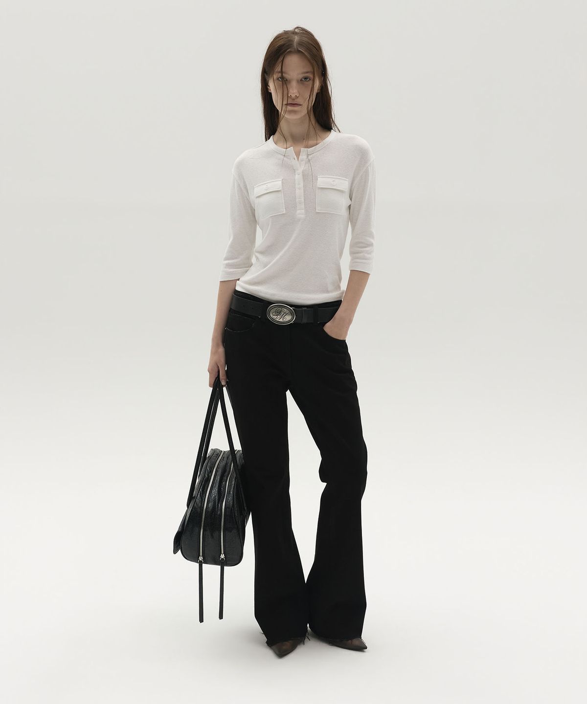 엘씨디씨티엠(LCDC™) HENLEY POCKET TOP (WHITE)
