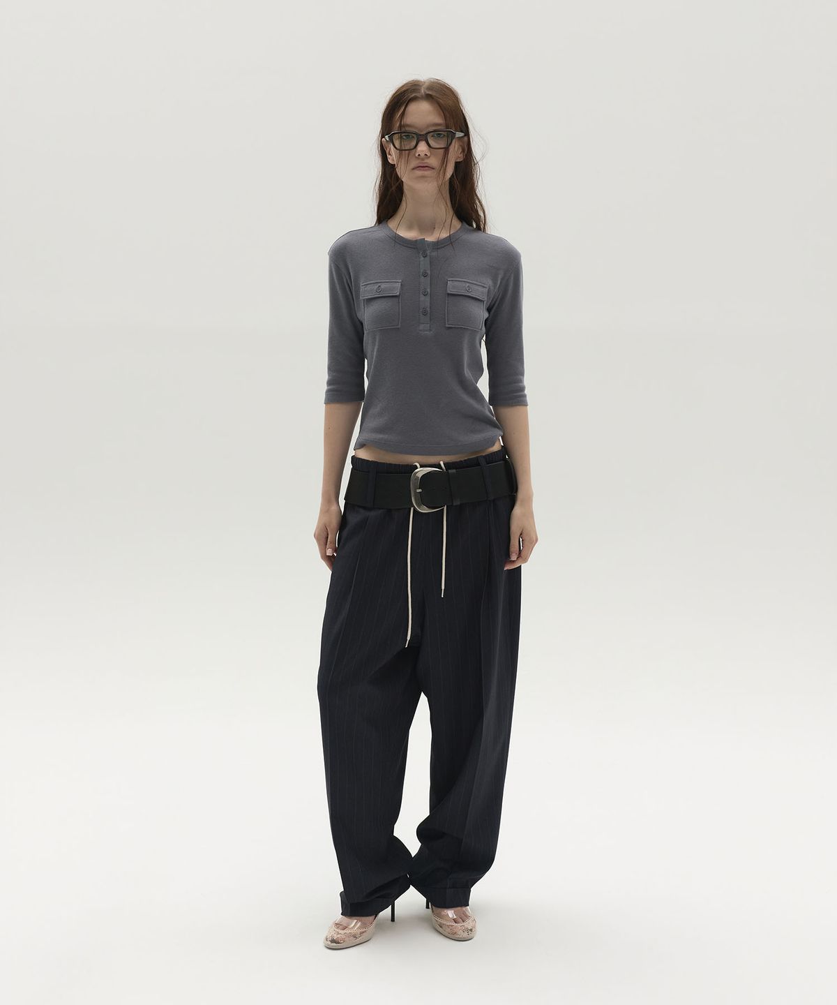 엘씨디씨티엠(LCDC™) HENLEY POCKET TOP (GREY)