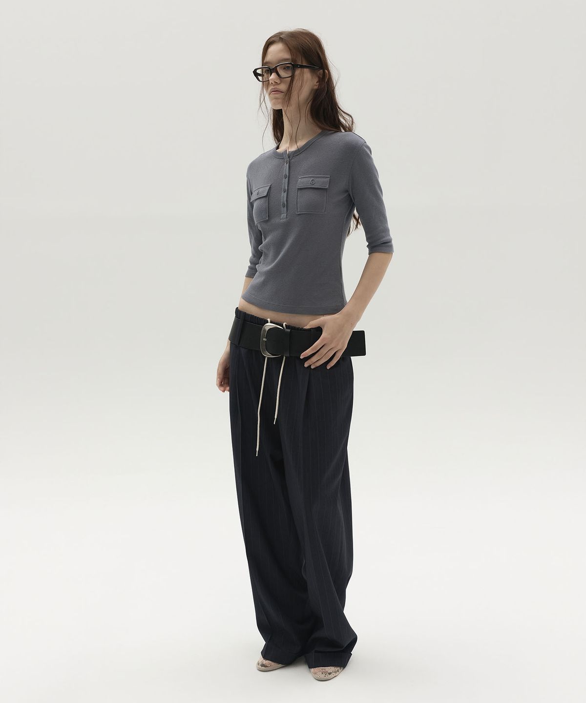 엘씨디씨티엠(LCDC™) HENLEY POCKET TOP (GREY)