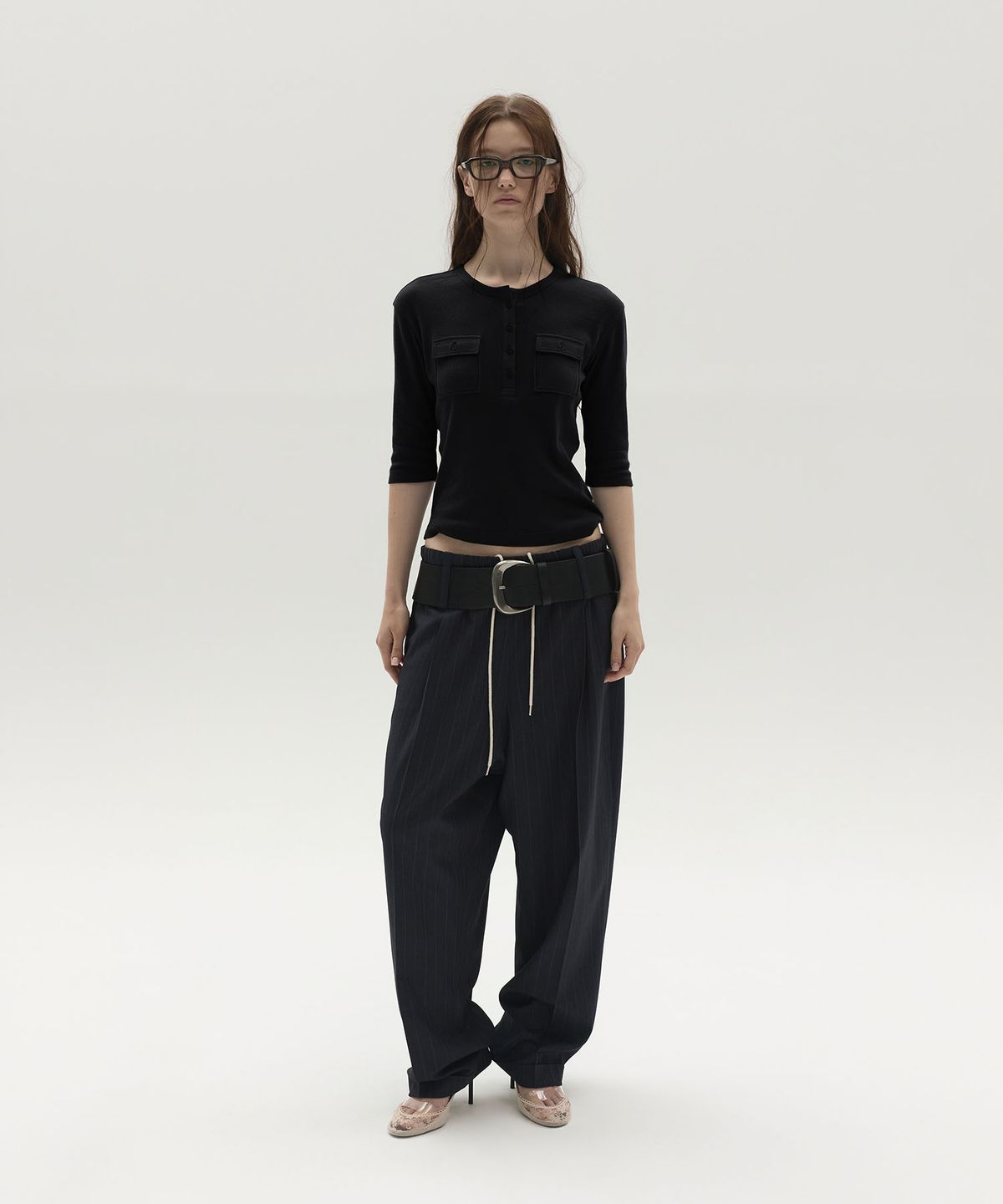 엘씨디씨티엠(LCDC™) HENLEY POCKET TOP (BLACK)