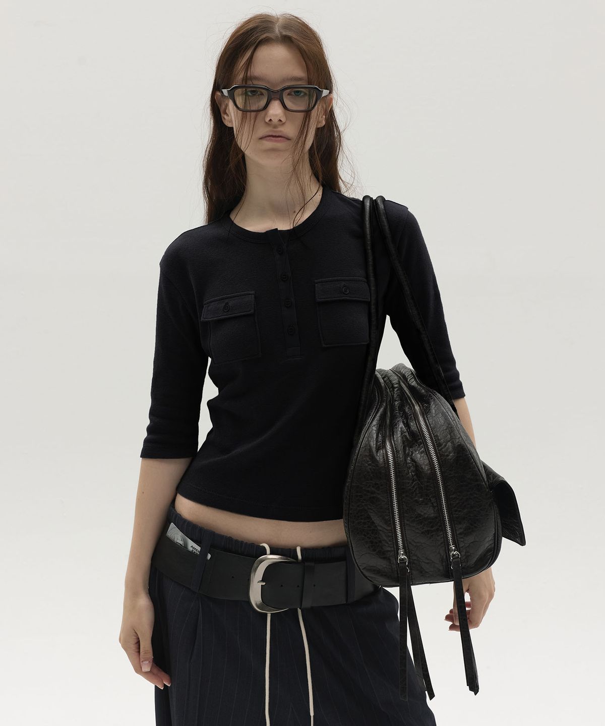 엘씨디씨티엠(LCDC™) HENLEY POCKET TOP (BLACK)