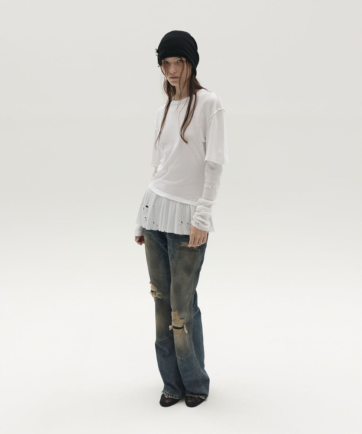 엘씨디씨티엠(LCDC™) LAYERED LONG-SLEEVE TOP (WHITE)