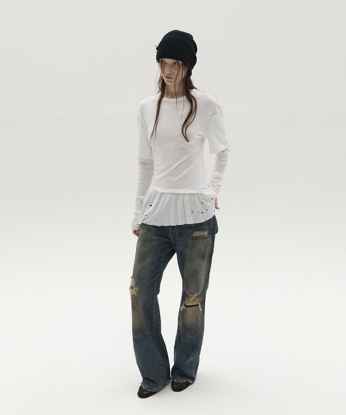 엘씨디씨티엠(LCDC™) LAYERED LONG-SLEEVE TOP (WHITE)