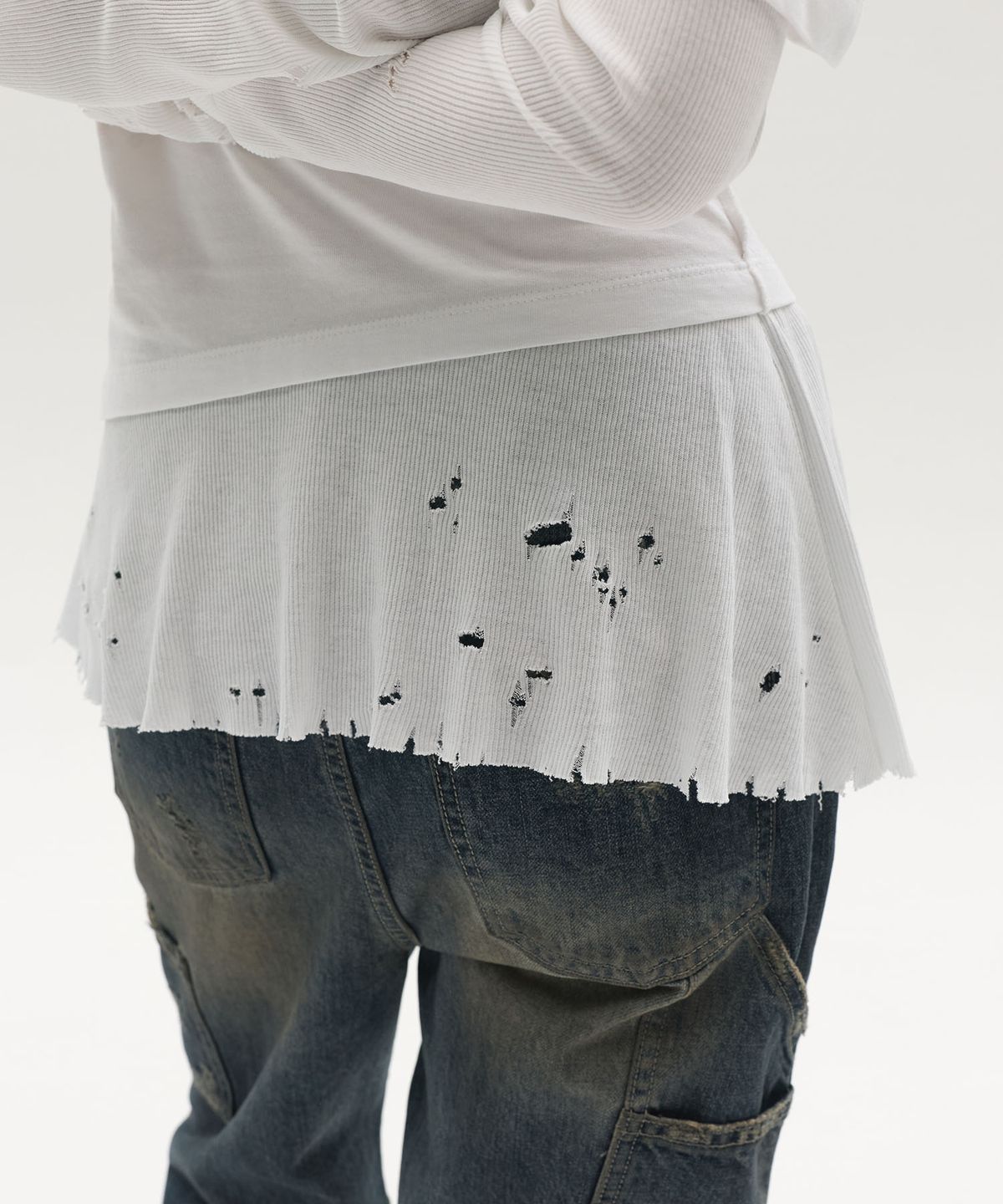 엘씨디씨티엠(LCDC™) LAYERED LONG-SLEEVE TOP (WHITE)