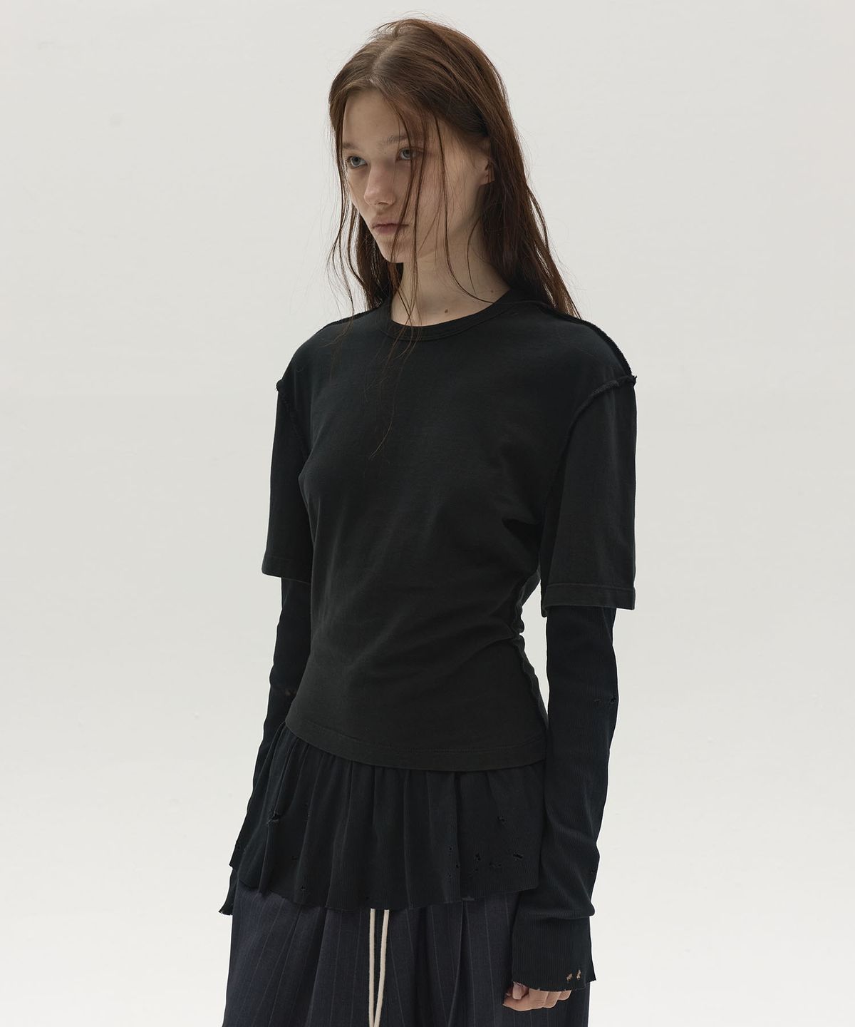 엘씨디씨티엠(LCDC™) LAYERED LONG-SLEEVE TOP (BLACK)