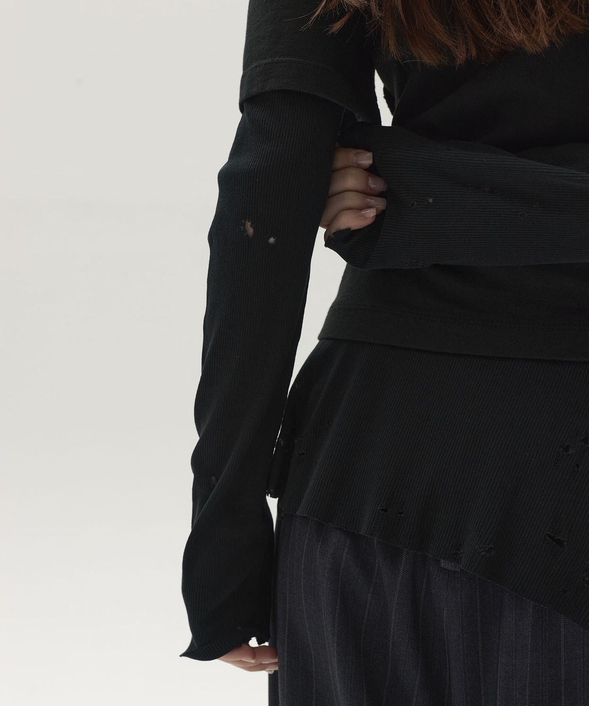 엘씨디씨티엠(LCDC™) LAYERED LONG-SLEEVE TOP (BLACK)