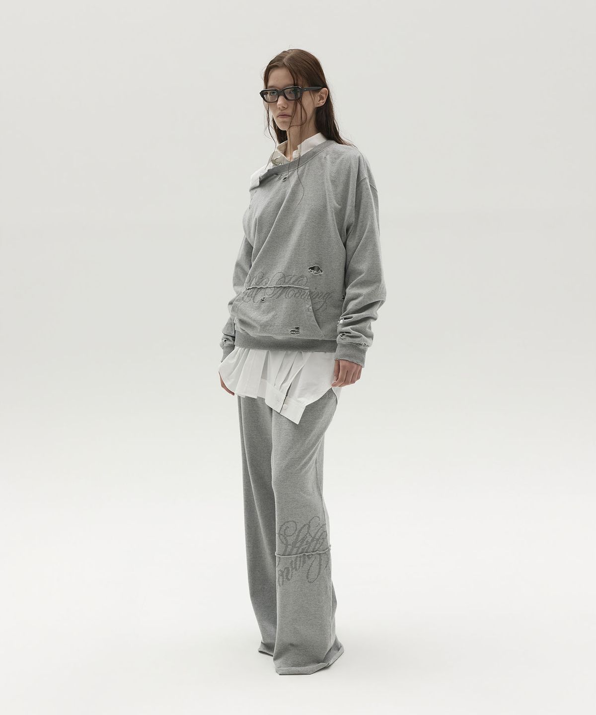 엘씨디씨티엠(LCDC™) ASYMMETRIC-CUT SWEATSHIRT (MELANGE GREY)