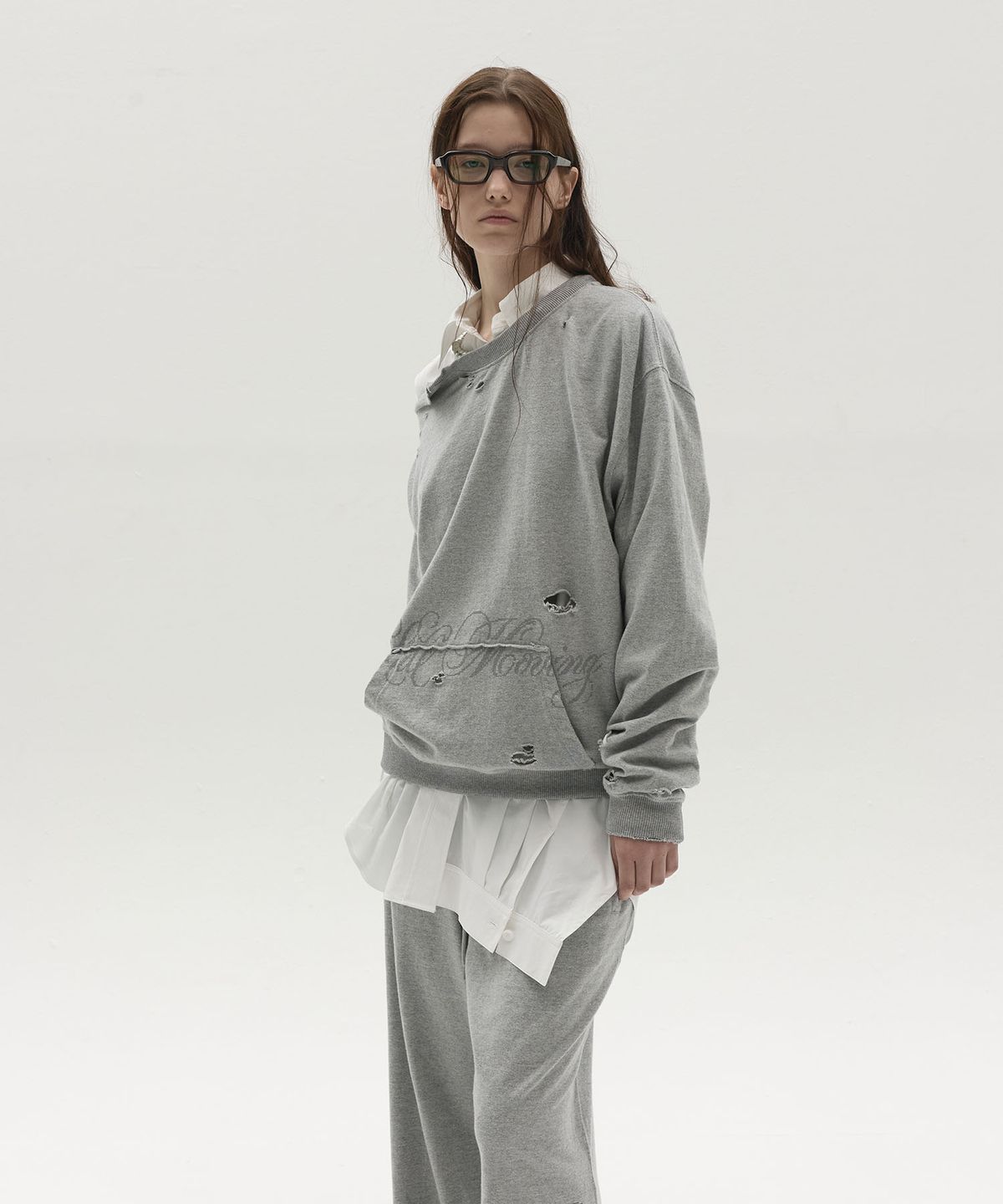 엘씨디씨티엠(LCDC™) ASYMMETRIC-CUT SWEATSHIRT (MELANGE GREY)