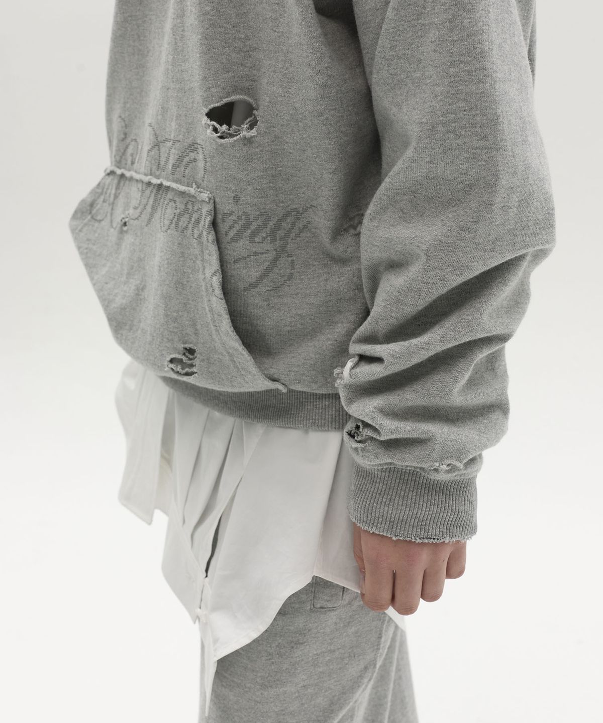 엘씨디씨티엠(LCDC™) ASYMMETRIC-CUT SWEATSHIRT (MELANGE GREY)