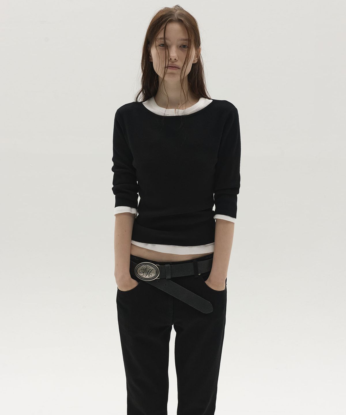 엘씨디씨티엠(LCDC™) CLASSIC BOAT NECK KNIT TOP (BLACK)